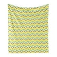 thumbnail image 1 of Yellow Chevron Soft Flannel Fleece Throw Blanket, Zigzag Lines in Horizontal Direction Retro Style Display, Cozy Plush for Indoor and Outdoor Use, 50" x 60", Charcoal Grey Sky Blue, by Ambesonne, 1 of 5