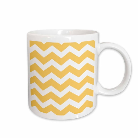 3drose, Yellow Chevron Zig Zag Pattern - Bold Mustard and White Zigzags, 15oz Mug