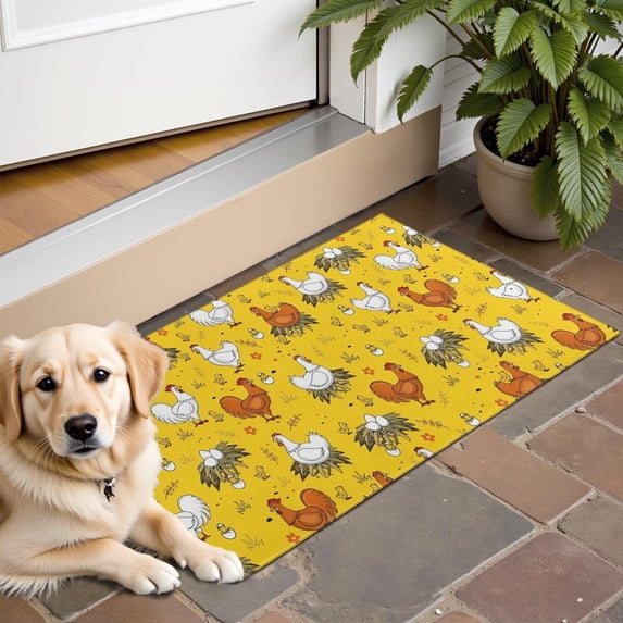 Yellow Chicken Egg Pattern Door Rugs,Washable Non Slip Door Mats Indoor,Decorative Door Mats,Entry Mat Indoor for Entrance,Bedroom,Kitchen,Bathroom,16"x24"