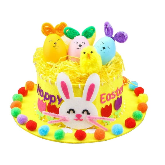 Yellow Childrens Easter Gift Diy Eggs Hats For Kids Easter Party Supplies Gifts Diy Bunny Hat Material Kit With 30 Ml Sensation