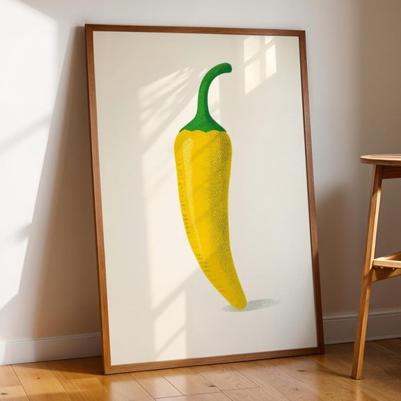 Yellow Chilli Pepper Poster, Unframed Paper Poster 8x10in