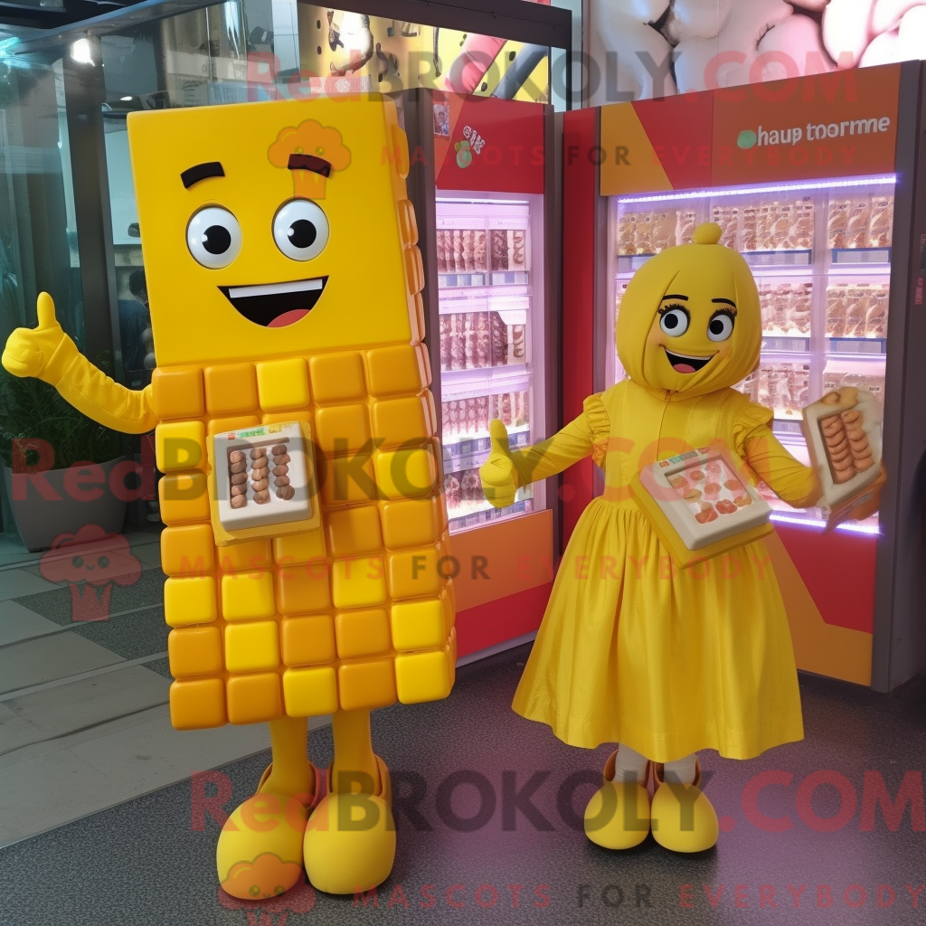 Yellow Chocolate Bars REDBROKOLY mascot costume character dressed with ...
