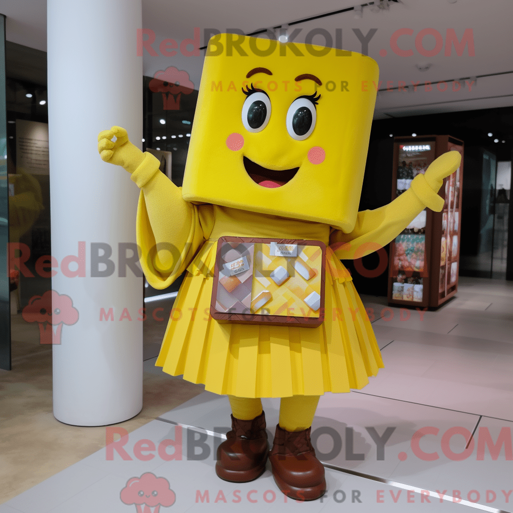 Yellow Chocolate Bars REDBROKOLY mascot costume character dressed with ...