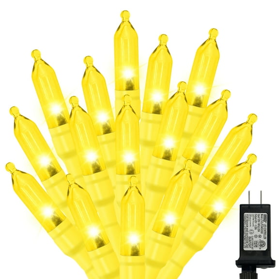 Yellow Christmas Mini Lights, 32.5FT 100 LED Clear Bulbs String Lights with 16 Light Modes, Fairy Lights Plug in for Outdoor Xmas Trees Garland Wreath Holiday Decorations