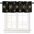 thumbnail image 1 of Yellow Christmas Snowflakes Valances for Windows, Winter Snow Abstract Black Light Filtering Window Treatment Valances, Rod Pocket Small Curtains for Kitchen/Bathroom, 42"x18", 1 of 9