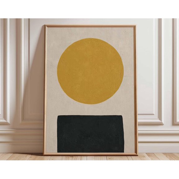 Yellow Circle Geometric Wall Art, Unframed Paper Poster 8x10in