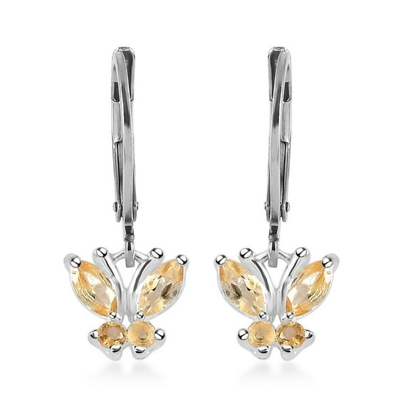 Yellow Citrine Butterfly Dangle Earrings for Women Jewelry 925 Sterling Silver Birthstone Jewelry Lever Back Gifts for Women Iolite Ct 0.5 Birthday Gifts