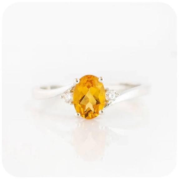 Yellow Citrine Oval Ring Inspired Design Engagement Ring Promise Ring 925 Sterling Silver Gemstone Jewelry For Women Gift By KIRAN FINE JEWELS