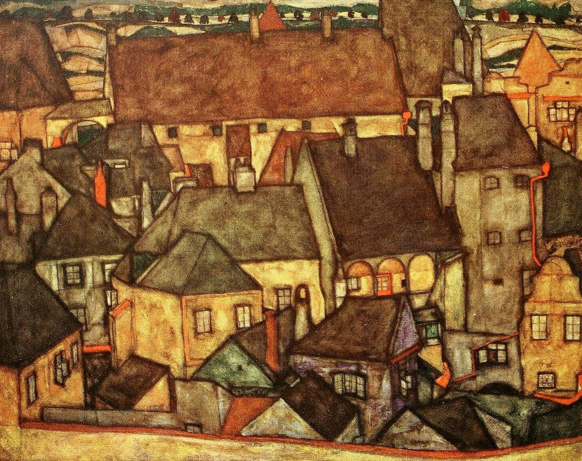 Yellow City 1914 Canvas Art - Egon Schiele (18 x 24)