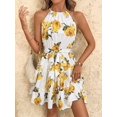thumbnail image 1 of Yellow Clasi Halter Tie Waist A-Line Dress, Suitable For Vacation Vacation, 1 of 6
