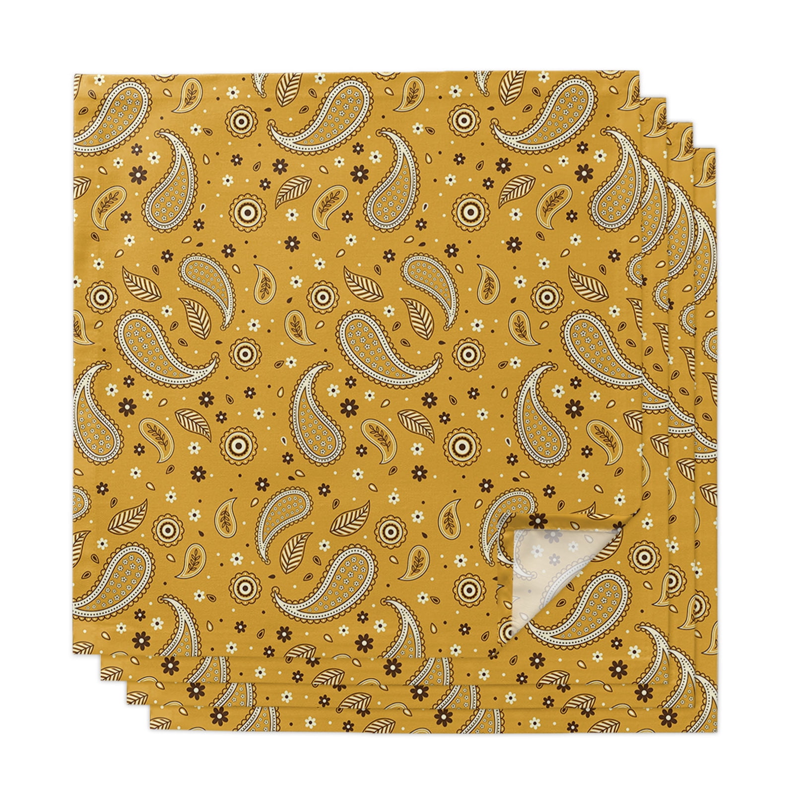 Yellow Classic Cloth Napkins, Boho Vintage Western Rustic Washable and ...