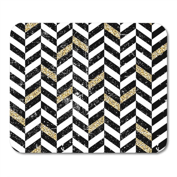 Yellow Classic Gold and Black Chevron Pattern Vintage Cool Endless Mousepad Mouse Pad Mouse Mat 9x10 inch