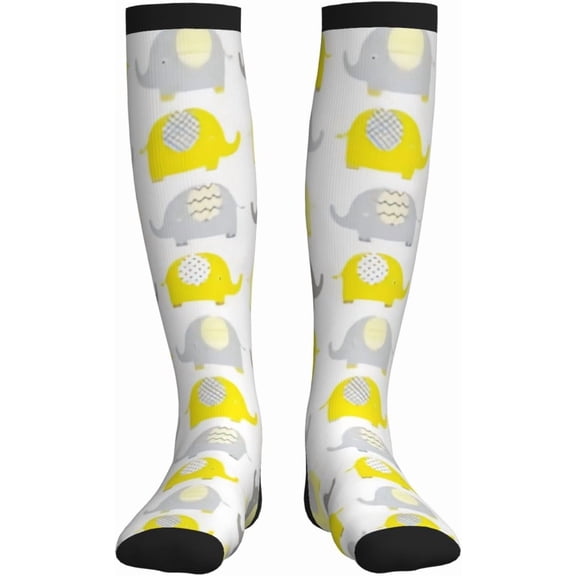 Yellow Classic Rubber Duck Compression Socks For Women Men Knee High Running Socks For Running