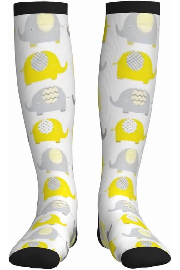 Yellow Classic Rubber Duck Compression Socks For Women Men Knee High Running Socks For Running