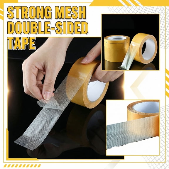 Yellow Cloth Double Sided Tape 1cm x 5m Strong Adhesive Heavy Duty Rug Tape for Carpet Fixing Floor Installation Stage Layout Home Improvement