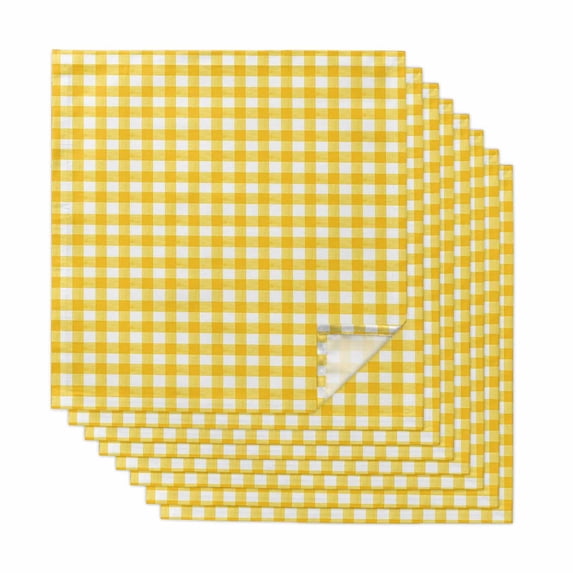 Yellow Cloth Napkins, Country French Rustic Buffalo Plaid Modern Art Washable and Reusable Dinner Napkins Set of 8, Table Napkin for Kitchen Party Birthday Wedding Hotel Housewarming 20"x20"