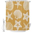 thumbnail image 1 of Yellow Coastal Shower Curtain for Bathroom, Starfish Shell Ocean Nautical Waterproof Cloth Fabric Bathroom Accessories Set with 12 Rust Proof Plastic Hooks, 72"x96", 1 of 9
