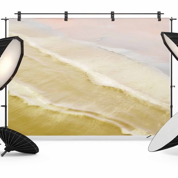 Yellow Coastal Wave Backdrop for Photoshoot, Photography Photo Studio Background Wall Backdrop, Summer Modern Ocean Beach Back Drop Banner Panel for Portraits Wedding Party Live Streaming Decor 7x5Ft
