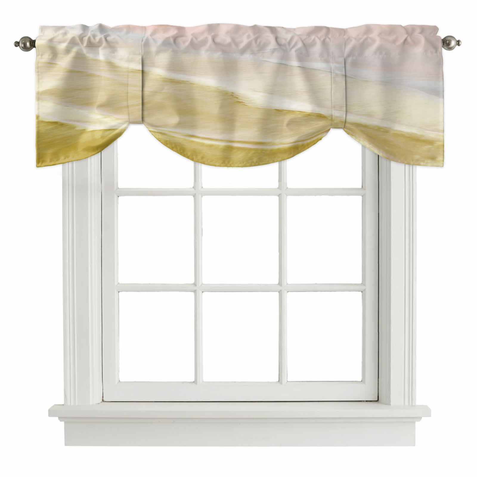 Yellow Coastal Wave Tie Up Valance Curtains for Windows, Kitchen ...