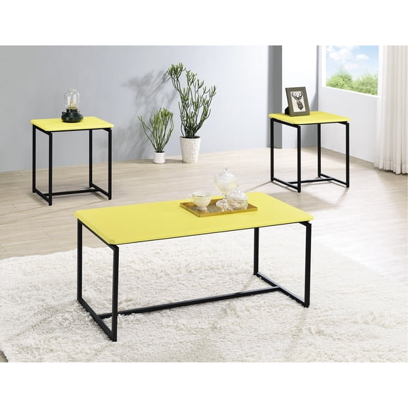Yellow Coffee Table And End - Carbon Fiber Wrap, Medium Density , Adjustable Feet, Beveled Edges Top