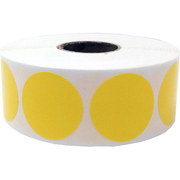 Yellow Color Coding Labels for Organizing Inventory 1 Inch Round Circle Dots 500 Total Adhesive Stickers On A Roll