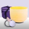 thumbnail image 1 of Yellow Color  Frosted  E Solar Plexus Chakra Quartz Crystal Singing Bowl 8 inch +Case Bag, 1 of 5