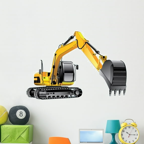 Yellow Construction Crane Wall Decal Sticker, Wallmonkeys Peel & Stick Vinyl Graphic (48 in H x 34 in W