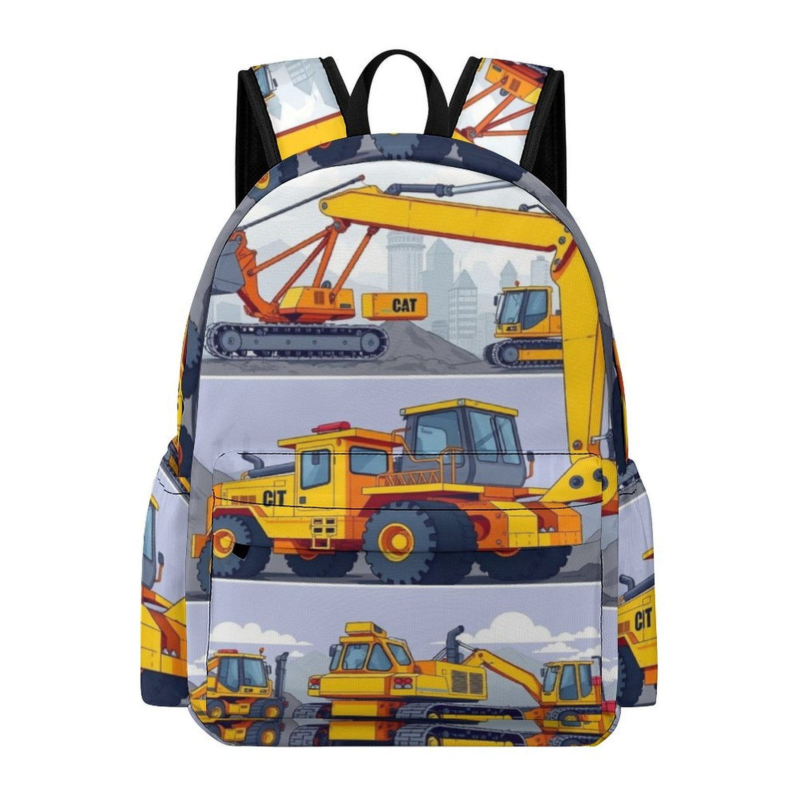 Yellow Construction Machines Backpack School Bags for Teenagers ...