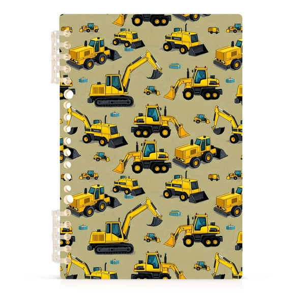Yellow Construction Vehicles Notebooks 1-subject Journal 60 Sheets A5 College Ruled Paper Detachable Ring 8.3"x5.7"