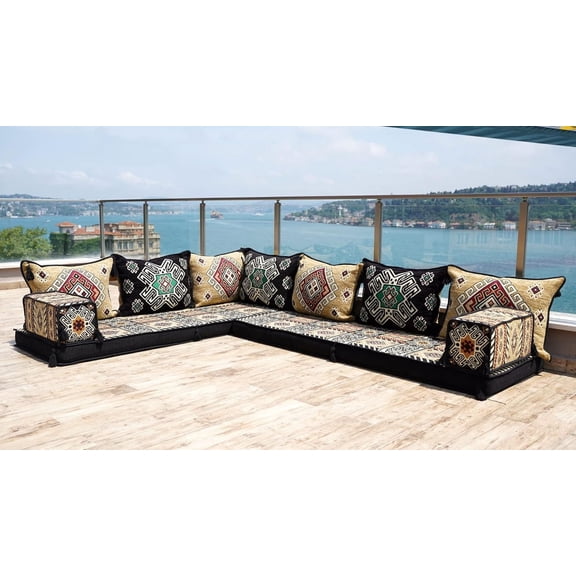 Yellow Convertible Sofa, Floor Pillows, L Shaped Turkish Sofa Seating, Sleeper Sofa, Arabic Majlis, Floor Seating Cushion, Full Size Futon, Sofa for Living Room