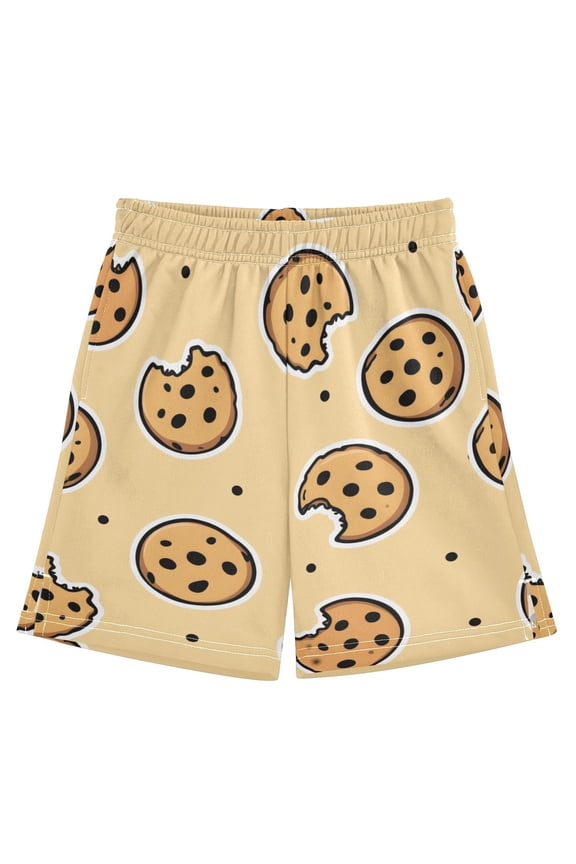 Yellow Cookie Pattern Athletic Shorts Breathable with Comfort Fit Drawstring Casual Sweatshorts X-Small