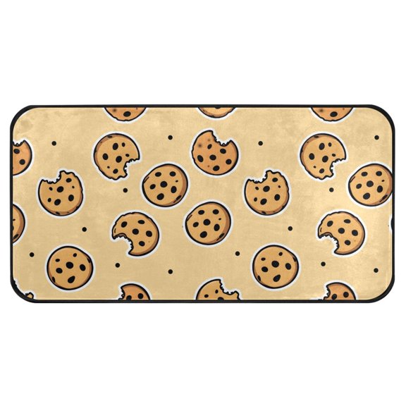 Yellow Cookie Pattern Kitchen Runner Rug 39x20 in Non Slip Absorbent Cushioned Laundry Bathroom