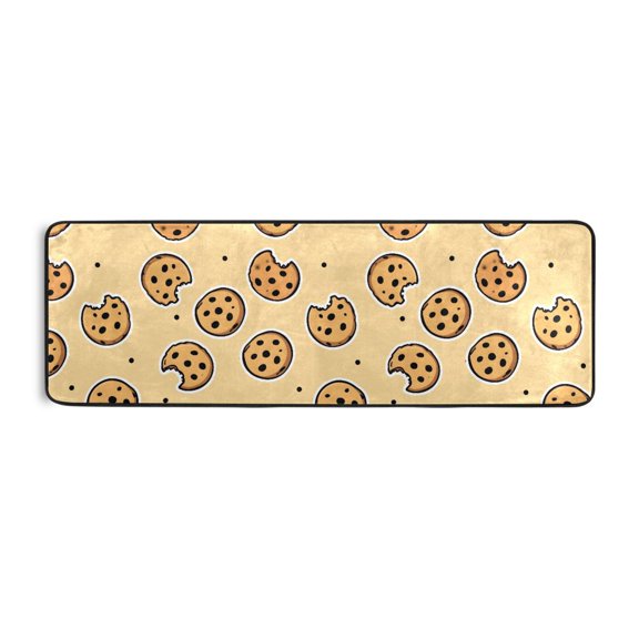 Yellow Cookie Pattern Runner Rug 24x72 Inch Cushioned Non Slip Soft Absorbent Floor Mat