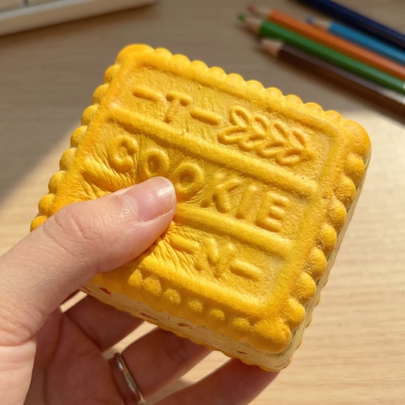 Yellow Cookie Squeeze Slow Rise Silicone Sensory Squeeze, Shaped Squeeze Toys, Sensory Squeeze Toys, Relaxation Relief Items Squeeze