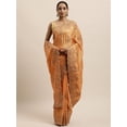 thumbnail image 1 of Yellow & Copper-Toned Floral Embroidered Art Silk Saree - 18477394, 1 of 6