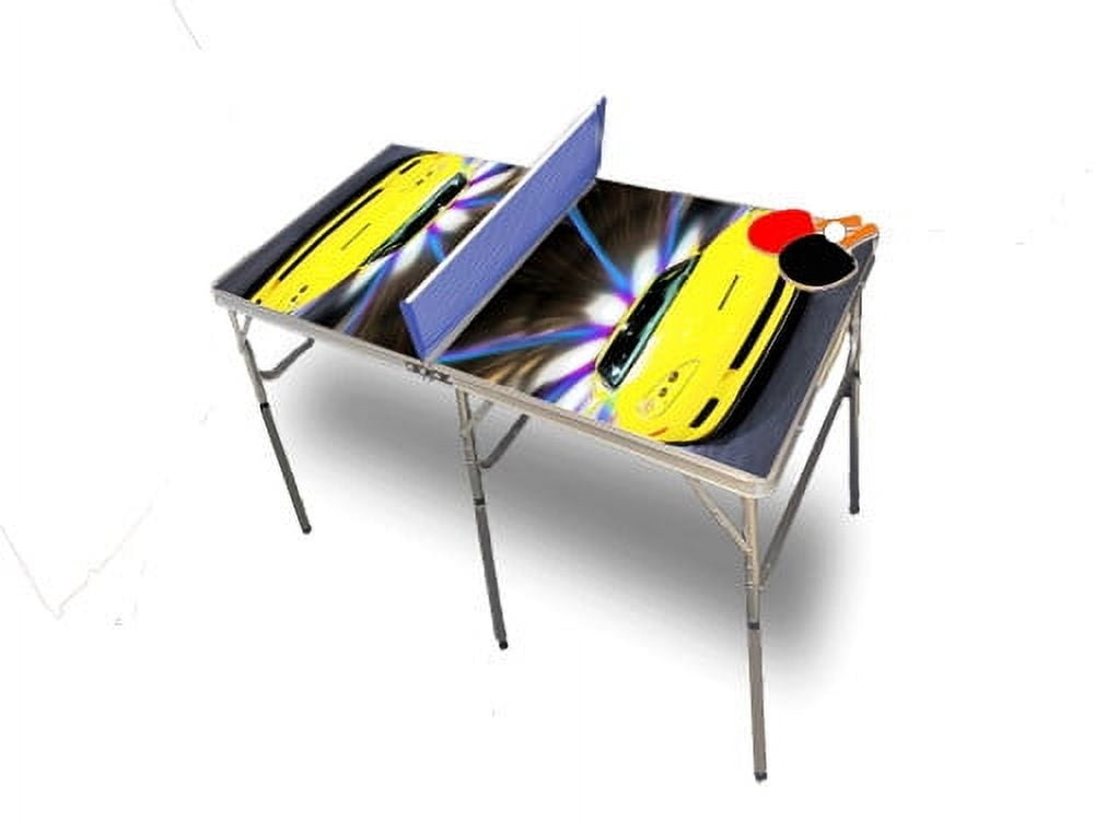 Yellow Corvette Portable Table Tennis Ping Pong Folding Table w/Accessories