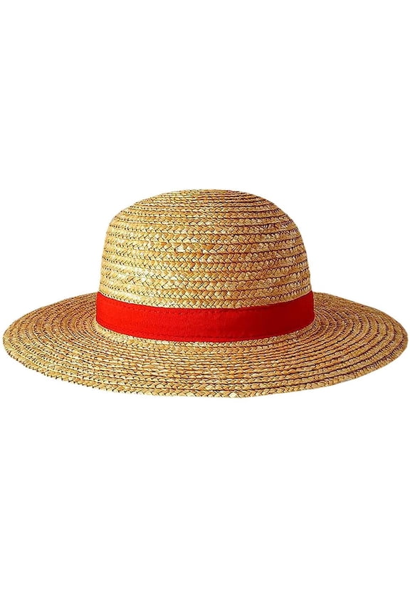 Yellow Cosplay Straw Cap Anime Luffy Flat Hats One Piece Cartoon Props Hat Boy Girl Beach Sun HatLuffy Straw Hat for Adults