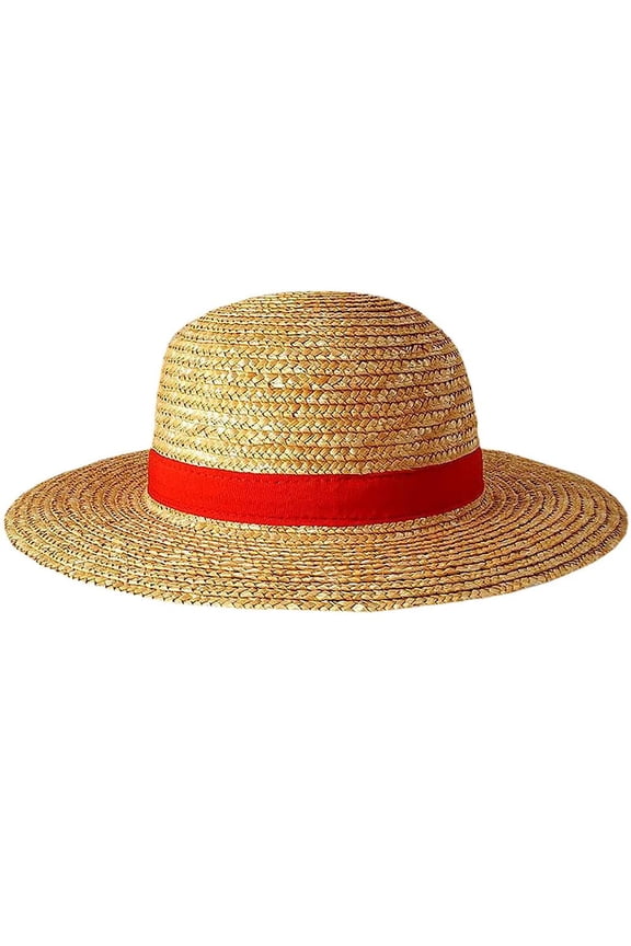 Yellow Cosplay Straw Cap Anime Luffy Flat Hats One Piece Cartoon Props Hat Boy Girl Beach Sun HatLuffy Straw Hat for Adults