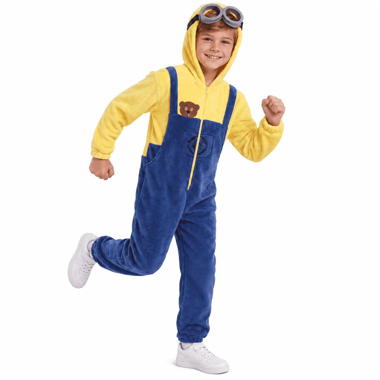 Minion Bob Costume for Kids with Goggles, Hooded Fleece Onesie Cosplay ...