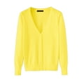 thumbnail image 1 of Yellow Cotton Wide Neck Women's Cardigan, Women's Lightweight V Neck Cardigan Sweater (Available In Plus Size), 1 of 2