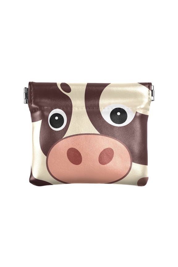 Yellow Cow Face Wallet Small PU Leather Change Pouch Wallet for Women