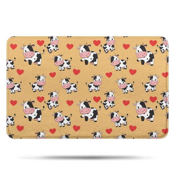 Yellow Cow Heart Pattern Bathroom Rugs Mat,Non Slip Microfiber Bathroom Rug,Rubber Backing,Soft Bathroom Mats for Bathroom Floor,Tub and Shower,17x27in(43x68cm)