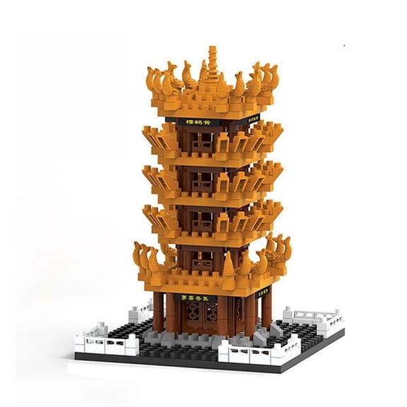 Yellow Crane Tower High difficulty Particle Building Block Chinese Style Architecture Male Female Combination Toy Model