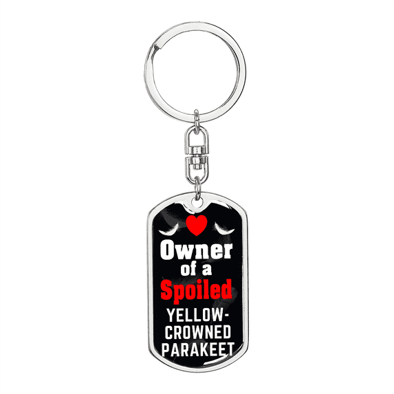 Yellow-Crowned Parakeet Bird Dog Tag Keychain Stainless Steel Silver Tone or Gold Tone