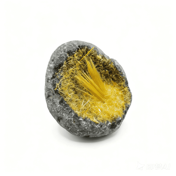 Yellow Crystal Geode Cluster 50-100g, Natural Raw Mineral Specimen with Bright Needle Crystal Formation, Decorative Crystal Stone for Home, Desk & Collector Display