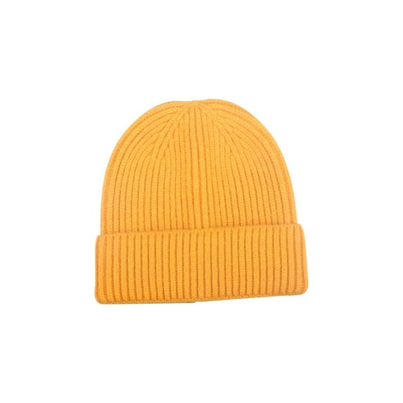 Yellow - Cuff Beanie Knit Hat Cap Slouchy Skull Ski Men Women Plain Winter Warm Hats