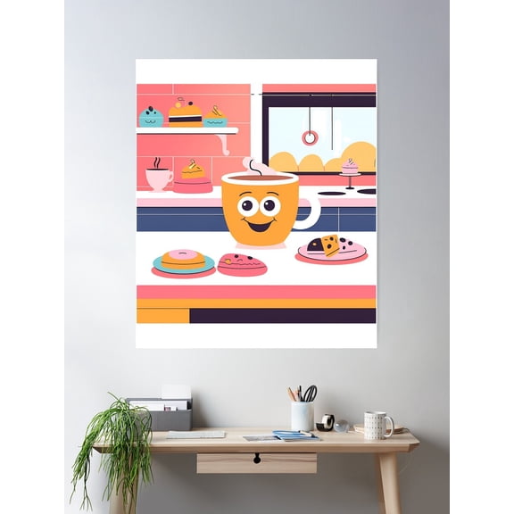 Yellow Cup Of Joy Poster Wall Art, Modern Wall Decor For Living Room Bedroom, 12x18 UNFRAMED