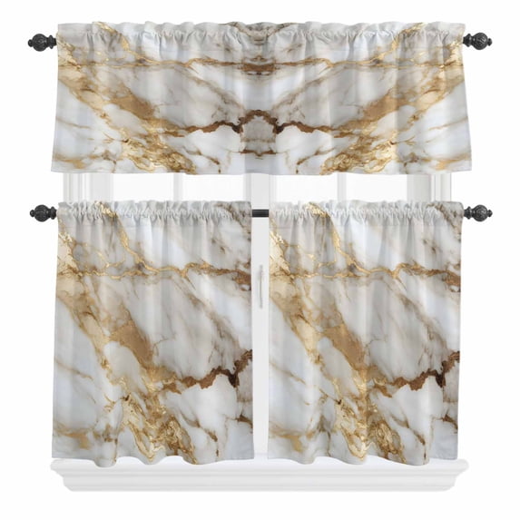 Yellow and Curtain Valances Set Red Poppy Watercolor Floral Plants Retro Linen Kitchen Curtains 36 inch Length Rod Pocket Valance and Tiers 3 Piece Set Small Bedroom Bathroom Laundry Decor