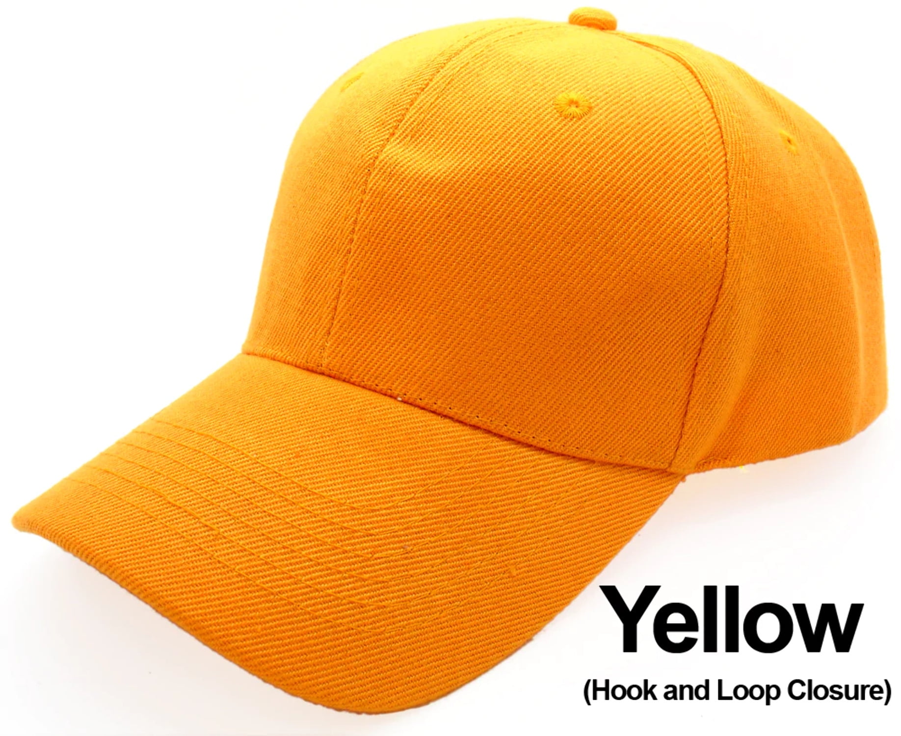 Yellow Curved Visor Blank Baseball Cap Adjustable Size Unisex