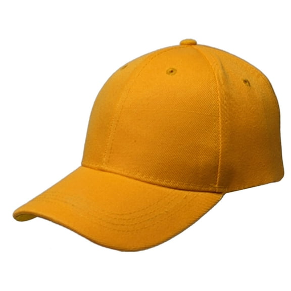 Yellow Curved Visor Blank Baseball Cap Adjustable Size Unisex